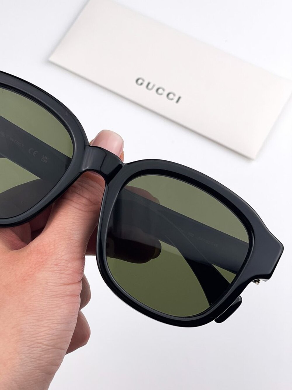 GUCCI GG1140SK 002 BLACK GREEN SQUARE UNISEX SUNGLASSES